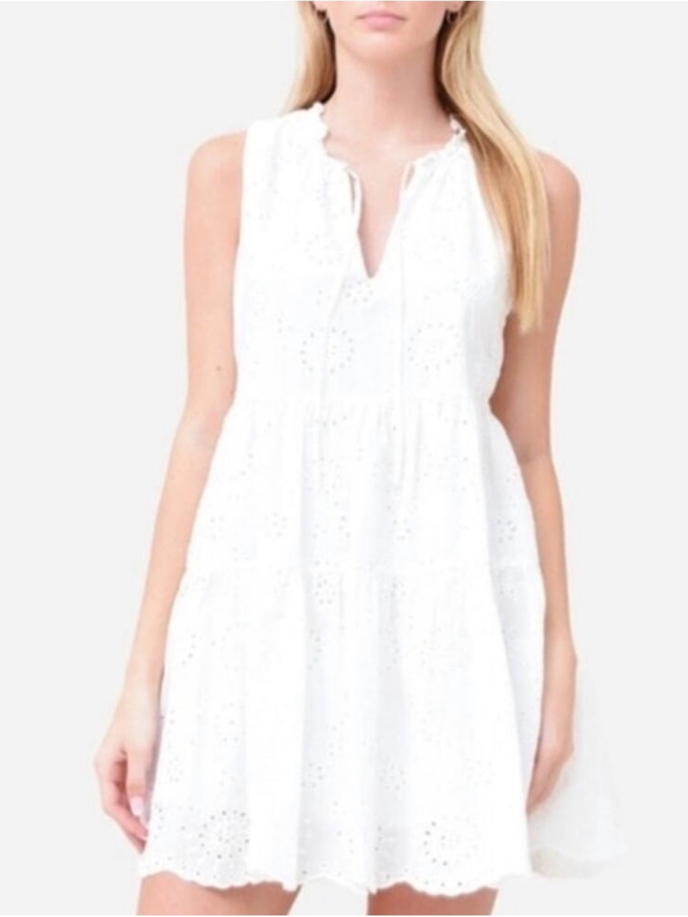 BB Dakota Papaya Eyelet White Mini Dress, Worn Once